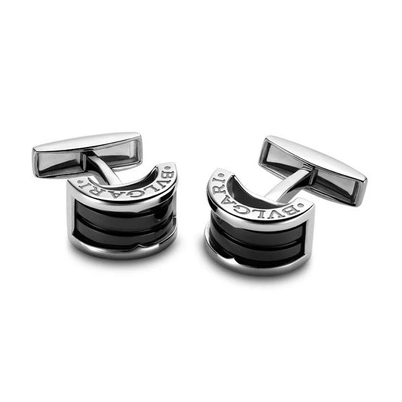 B.ZERO1 SILVER AND BLACK CERAMIC CUFFLINKS