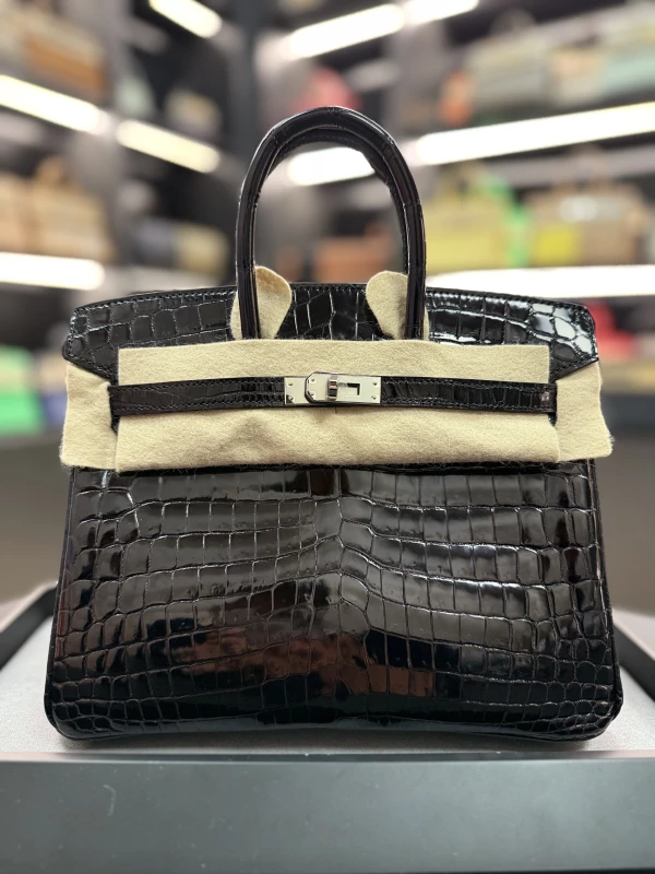 Hermès BIRKIN 25 CROCODILE POROSUS NOIR PHW B25CPN 3