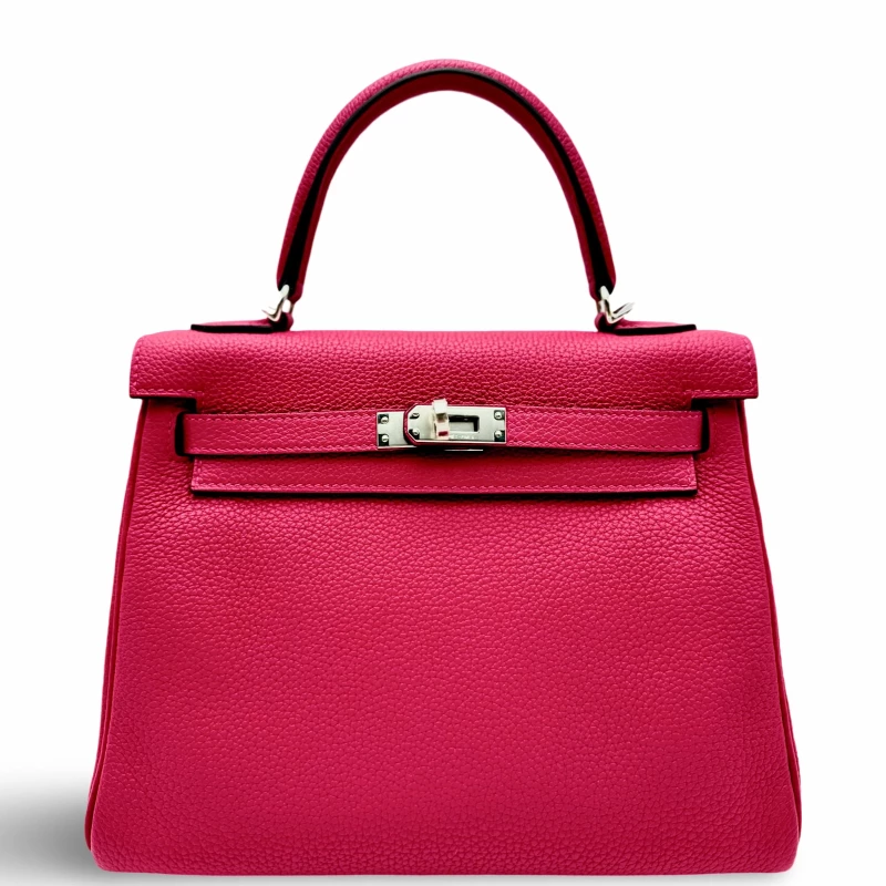 Hermès KELLY 25 VEAU TOGO ROSE EXTREME PHW K25TRE