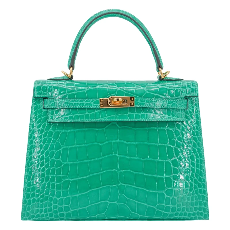 KELLY 25 ALLIGATOR MISSISSIPPIENSIS LISSE VERT JADE GHW