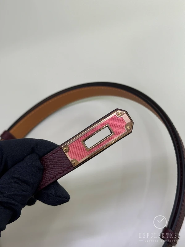 Hermès Kelly Splas'H 18 belt bordeaux / rose azalée H011751UDAD 6