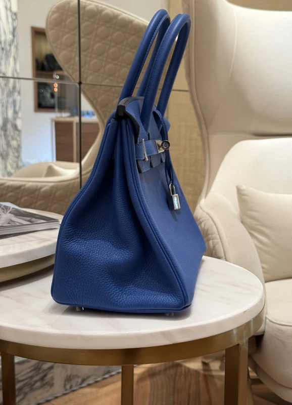Hermès BIRKIN 30 VEAU TOGO BLEU ZELLIGE PHW B30BZ 4