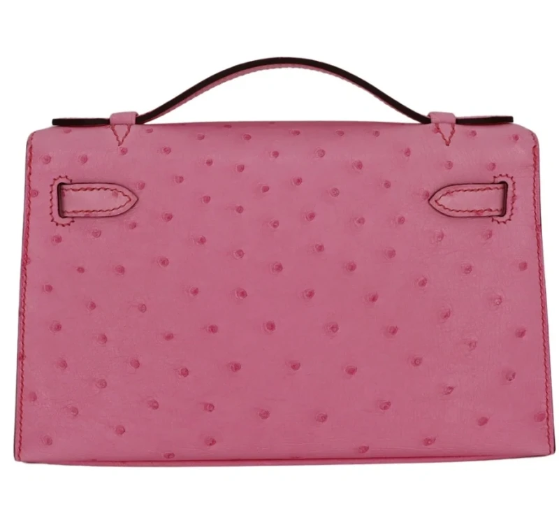 Hermès KELLY POCHETTE OSTRICH BUBBLEGUM PHW KPOB 3