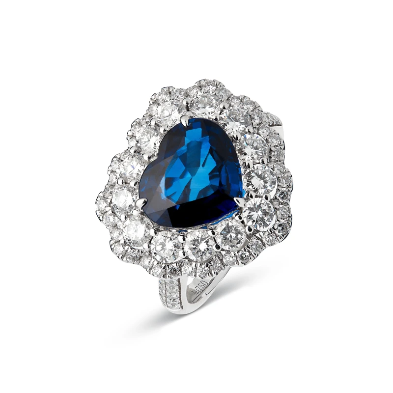 HEART SAPPHIRE AND DIAMOND 3.10CT RING (NOT HEATED)