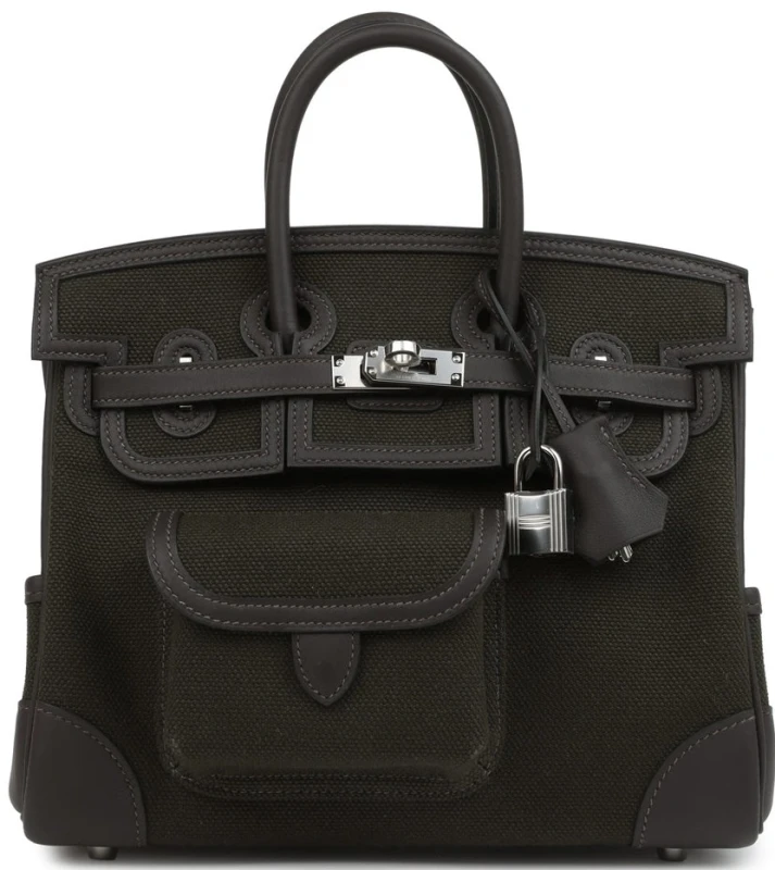 Hermès BIRKIN 25 CARGO DARK BRONZE TOILE GOELAND AND EBENE SWIFT PHW B25cargo 1