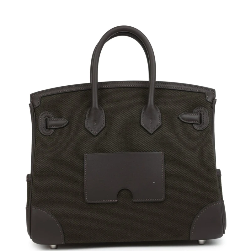 Hermès BIRKIN 25 CARGO DARK BRONZE TOILE GOELAND AND EBENE SWIFT PHW B25cargo 3