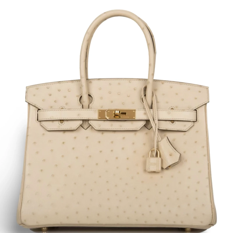 BIRKIN 30 OSTRICH PARCHEMIN GHW