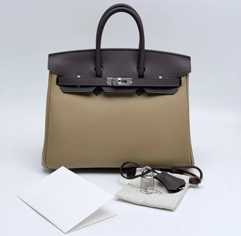 Hermès BIRKIN 25 BICOLORE VEAU SWIFT DUNE/ROUGE SELLIER B25SDRS 3