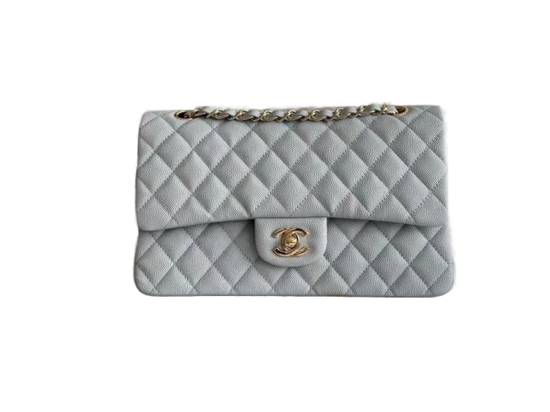 Small Classic Handbag Grained Calfskin Grey