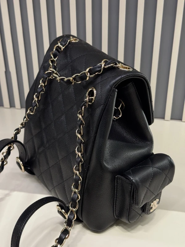 Chanel CAVIAR SKIN BLACK DUMA BACKPACK AS4398B 8