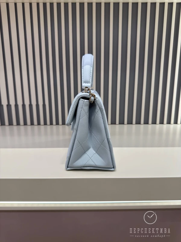 Chanel Blue Quilted Caviar Leather Mini Retro Twist Top Handle Bag CBQCLB 6