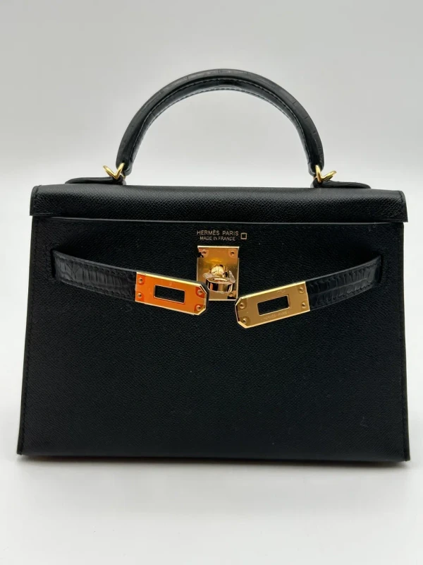 Hermès KELLY 20 MINI EPSOM/ALLIGATOR MISSISSIPPIENSIS NOIR/NOIR GHW K20EAN 4