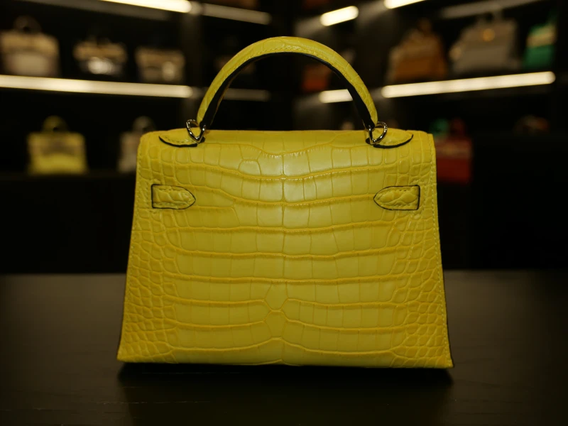 Hermès KELLY 20 MINI ALLIGATOR MATTE MIMOSA PHW K20AMM 9