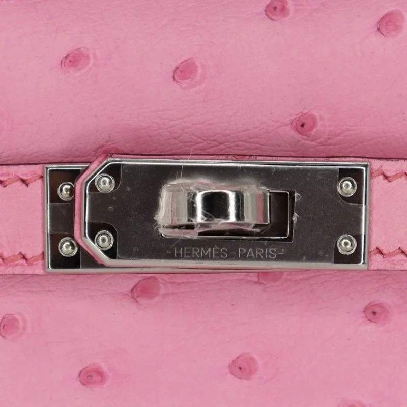 Hermès KELLY POCHETTE OSTRICH BUBBLEGUM PHW KPOB 5