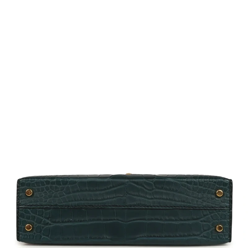 Hermès KELLY 20 MATE ALLIGATOR VERT ROUSSEAU GHW K20AVR 6