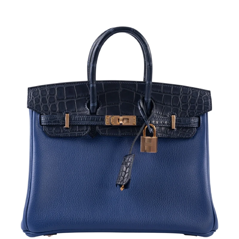 BIRKIN TOUCH 25 ALLIGATOR MATTE / TAURILLON NOVILLO BLEU SAPHIRE / BLEU MARINE RGHW