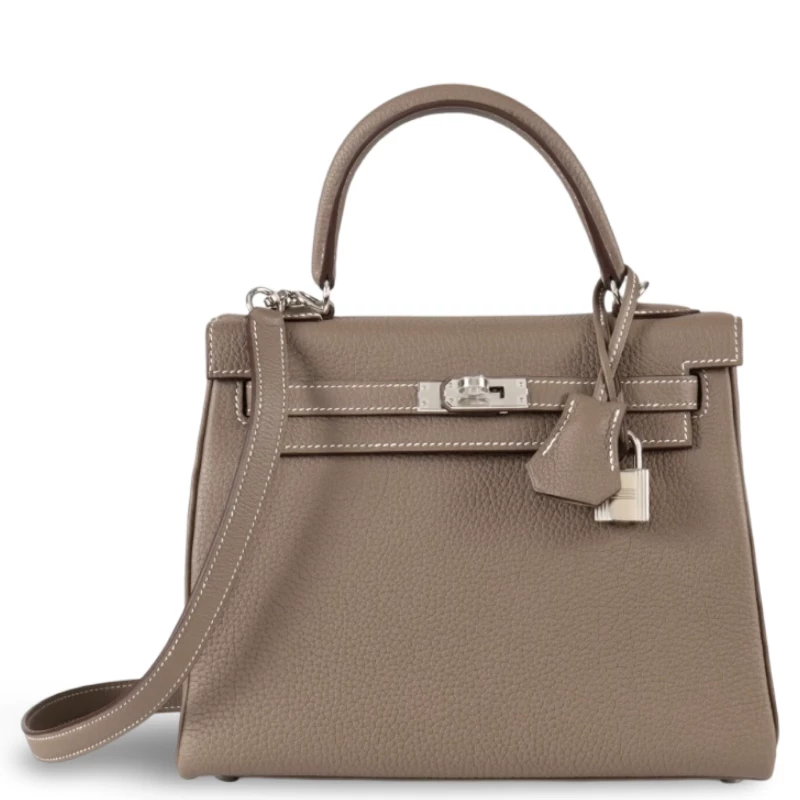 Hermès KELLY 25 VEAU TOGO ETOUPE PHW K25TE