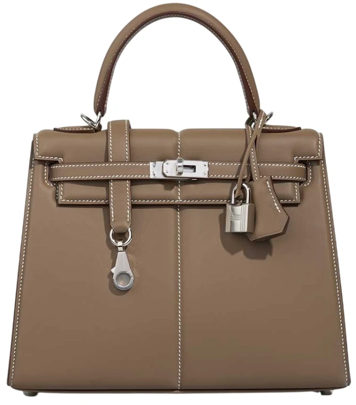 Hermès KELLY 25 SWIFT PADDED SELLIER ETOUPE PHW K25SE 1