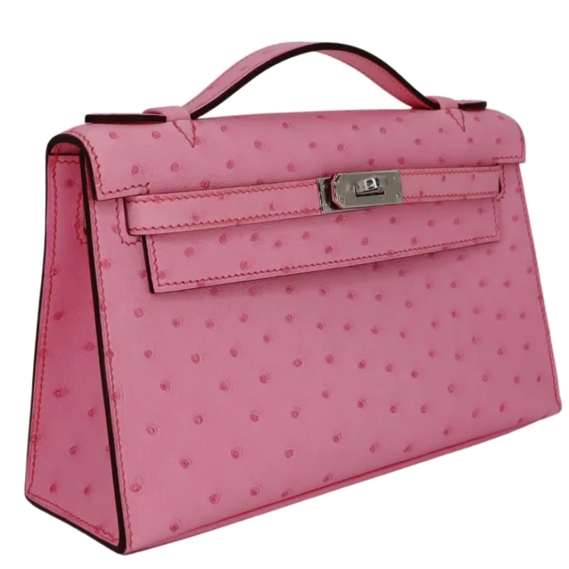 Hermès KELLY POCHETTE OSTRICH BUBBLEGUM PHW KPOB 2