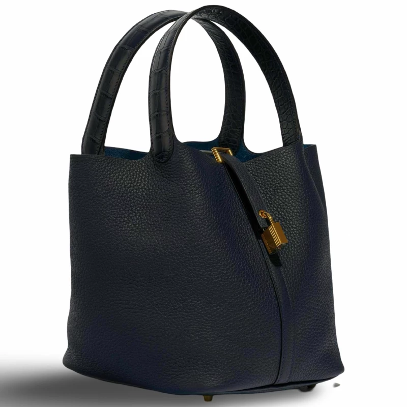 Hermes PICOTIN 22 TOUCH ALLIGATOR MATTE VEAU TOGO NOIR GHW P22TOUCH