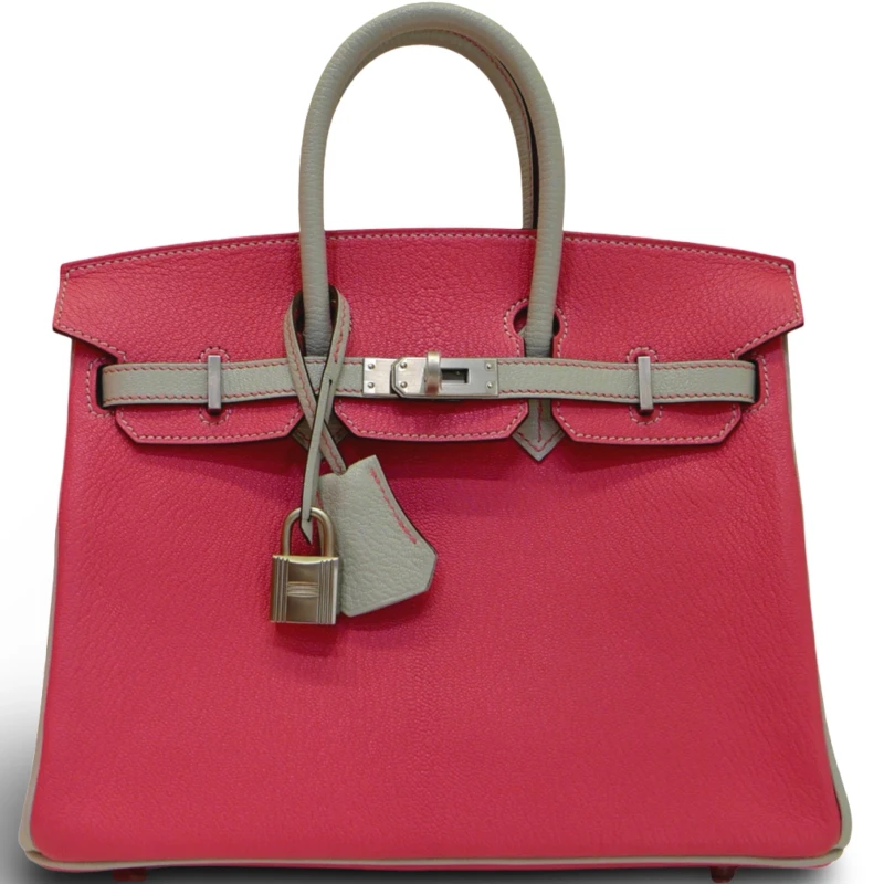 BIRKIN 25 HSS SPECIAL ORDER CHEVRE ROSE AZALEE / GRIS PERLE BPHW