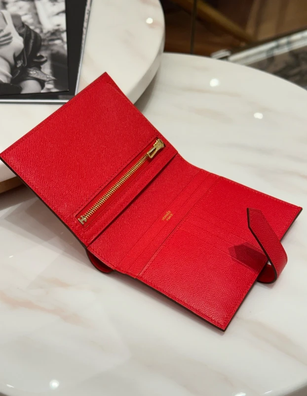 Hermès Bearn Compact Wallet Red HWallet 4