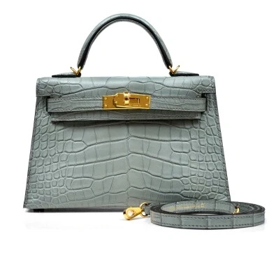 Hermès KELLY 20 MINI ALLIGATOR MATTE GRIS CIMENT GHW K20AGC 1