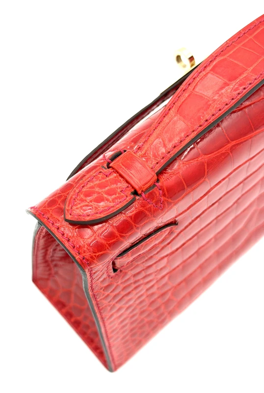 Hermès KELLY POCHETTE CROCODILE SHINY BRAISE GHW KPCR 9