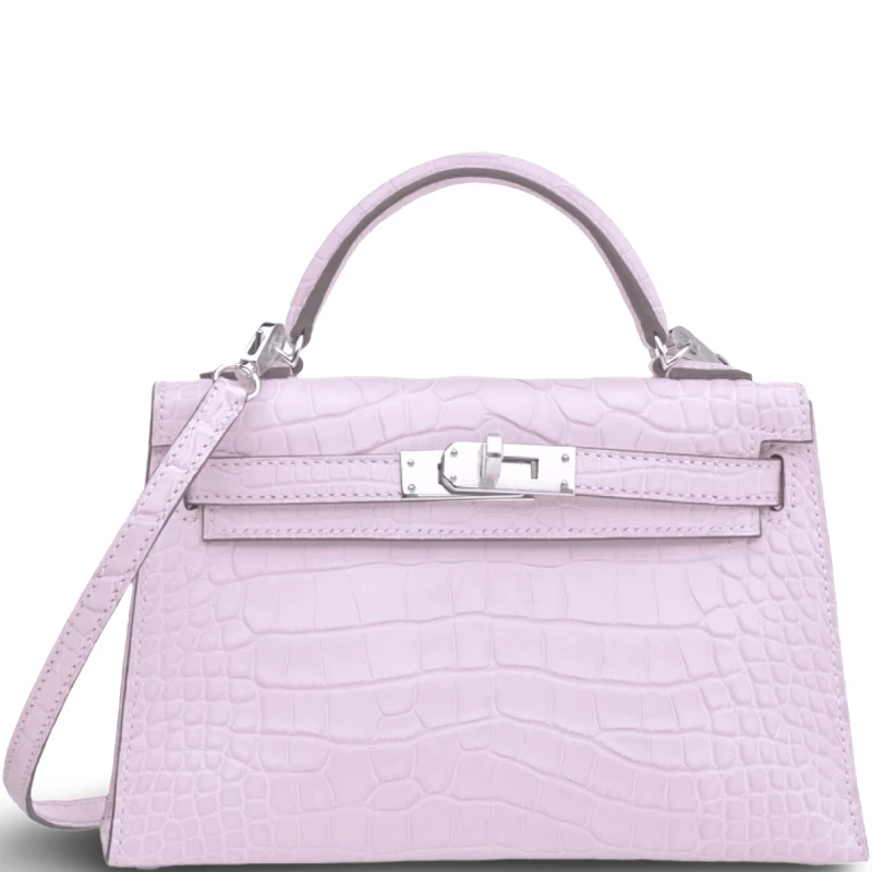 Hermès KELLY 20 MINI ALLIGATOR MATTE MAUVE PALE PHW K20AM 1