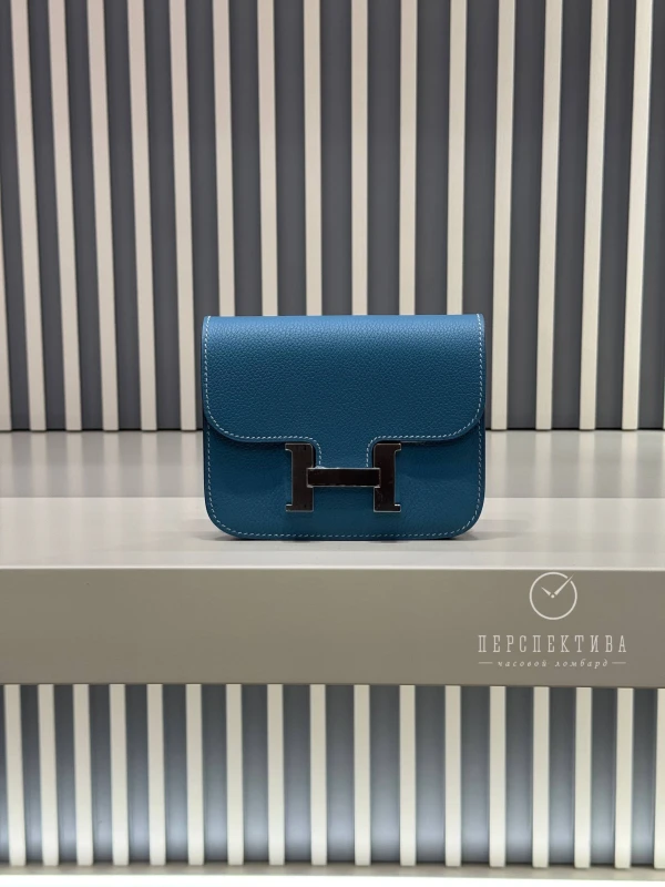 Hermès Constance Slim Wallet Evercolor Bleu Jean CSWBJ 2