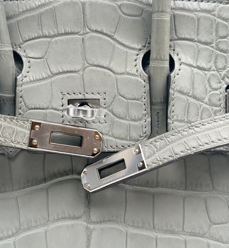 Hermès BIRKIN 25 ALLIGATOR MATTE GRIS CIMENT PHW B25AMGC 8