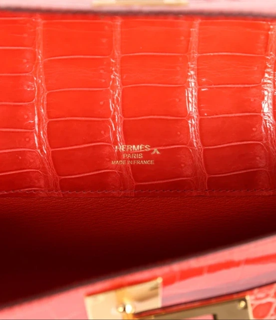 Hermès KELLY CUT ORANGE POPPY SHINY POROSUS CROCODILE GHW KellyCut 3