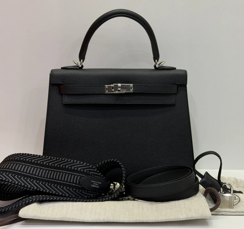 Hermès KELLY SELLIER 25 VEAU EPSOM NOIR PHW K25EN 6