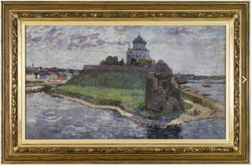 Петровичев П. И. "Псков. Вид на Троицкий собор и Плоскую башню от Высокой башни." Псков 2