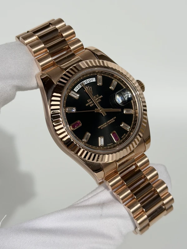 Rolex II 41mm Everose Gold 218235 Black Diamonds 2