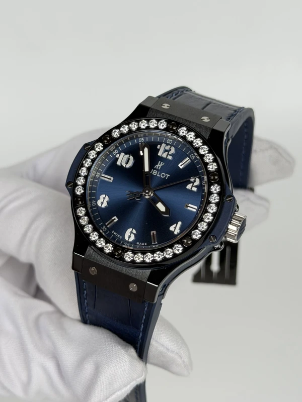 Hublot Ceramic Blue Diamonds 38mm  361.CM.7170.LR.1204 3
