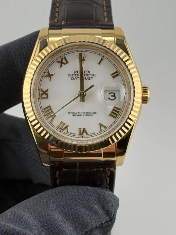 Rolex 36mm Yellow Gold 116138 White 2