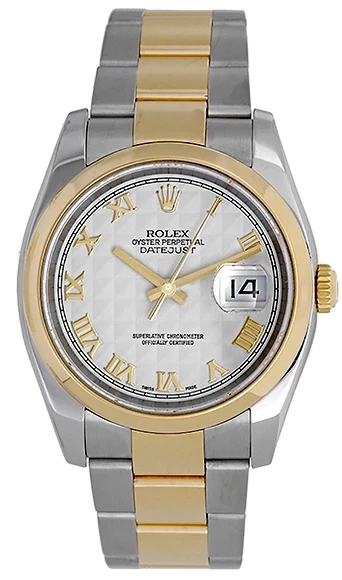 Men's 2-Tone Watch Ivory Pyramid Dial