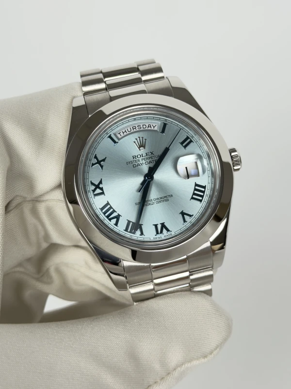 Rolex II Platinum Ice Blue Arabic 218206 ibcrp 3