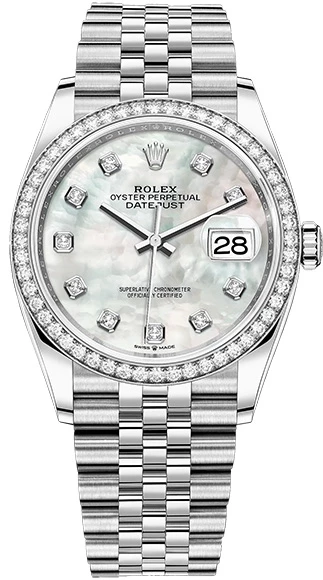 DATEJUST 36MM STEEL AND WHITE...