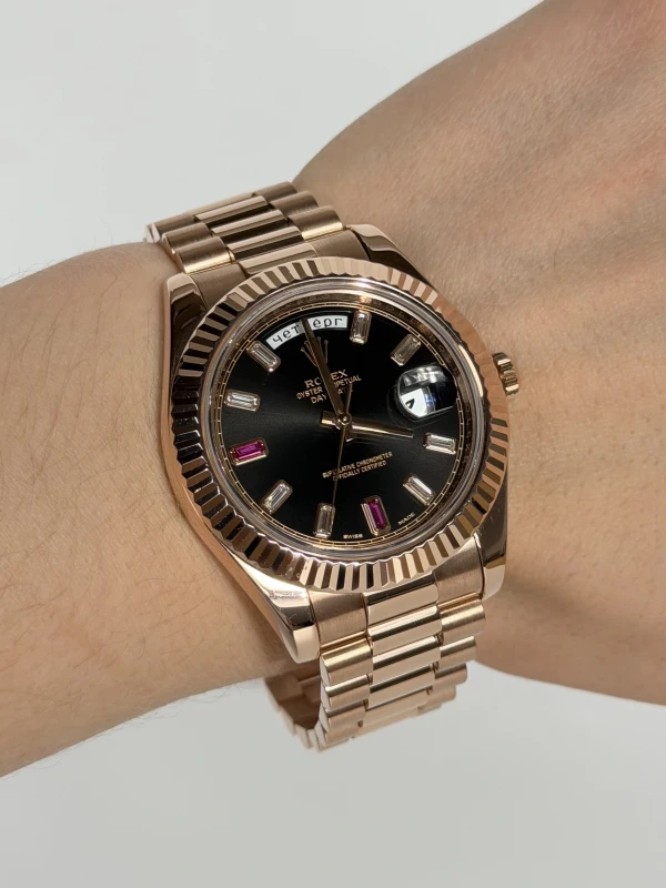 Rolex II 41mm Everose Gold 218235 Black Diamonds 4