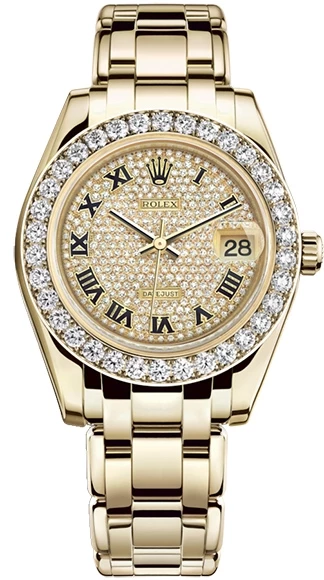 34 mm, yellow gold and diamonds