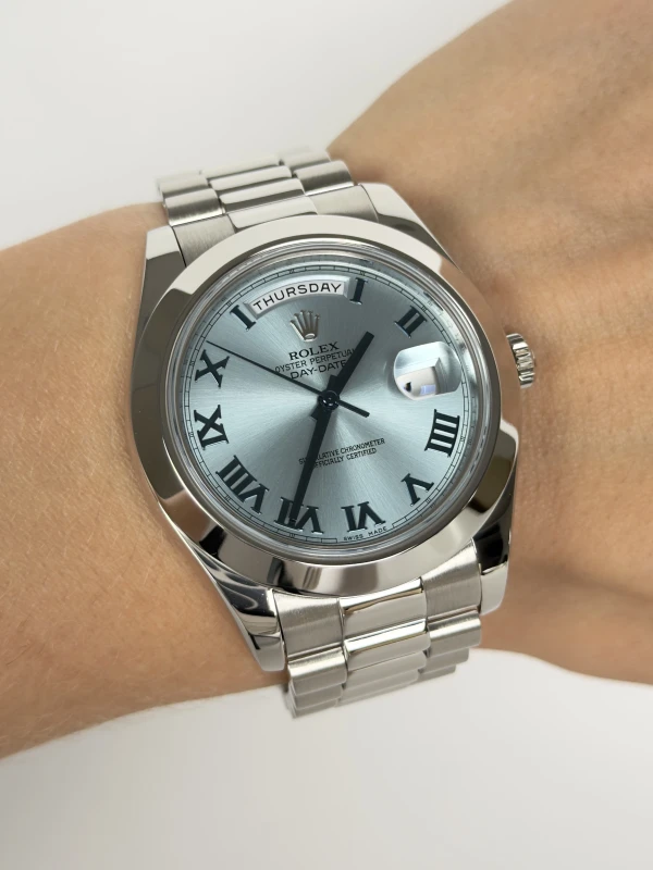 Rolex II Platinum Ice Blue Arabic 218206 ibcrp 5