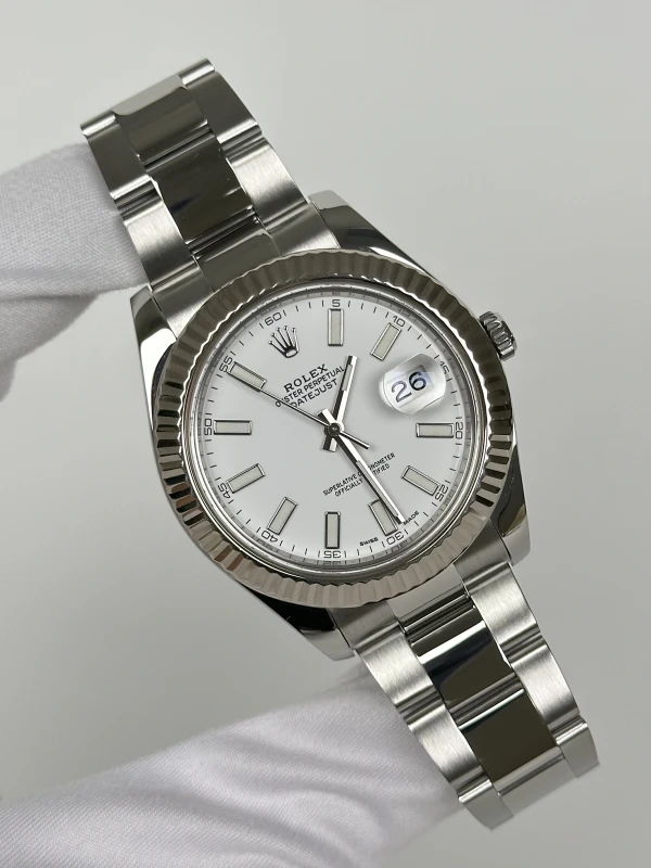 Rolex II 41mm Steel and White Gold 116334 White 2