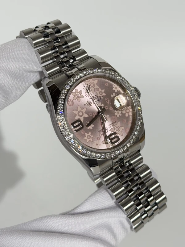 Rolex 36mm Steel and White Gold Pink Floral 116244-0004 2