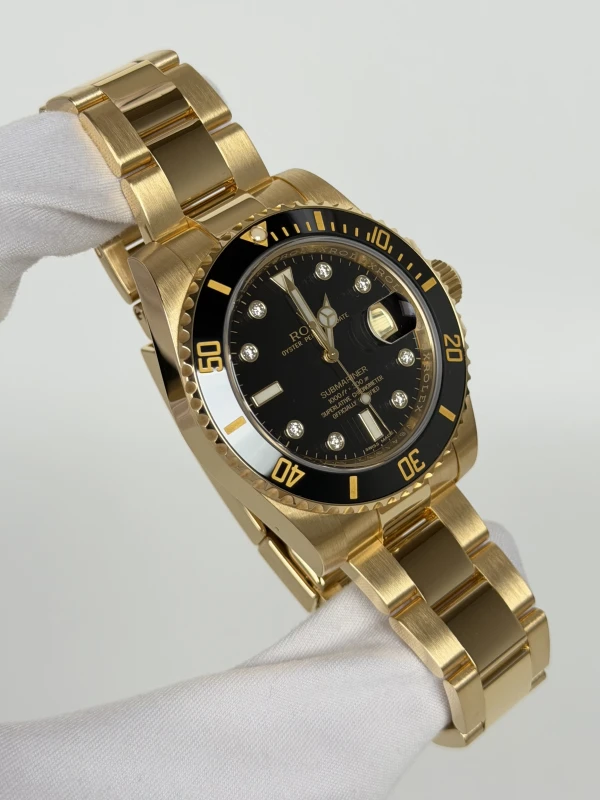 Rolex Date 40mm Yellow Gold Ceramic 116618 black dial 8 diamond 2