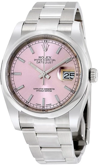 36 Pink Dial Stainless Steel