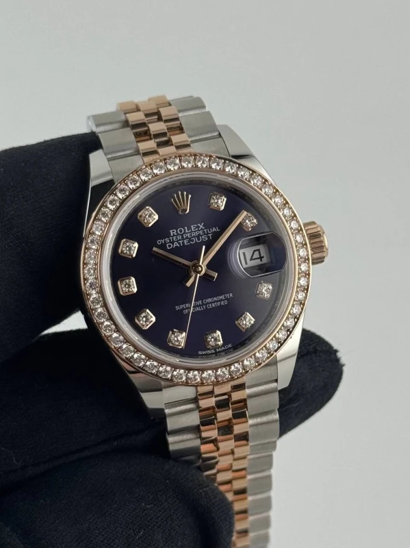 Rolex 28mm Rolesor Rose Diamond 279381rbr-0015 7