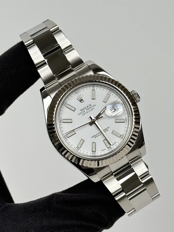 Rolex II 41mm Steel and White Gold 116334 White 2