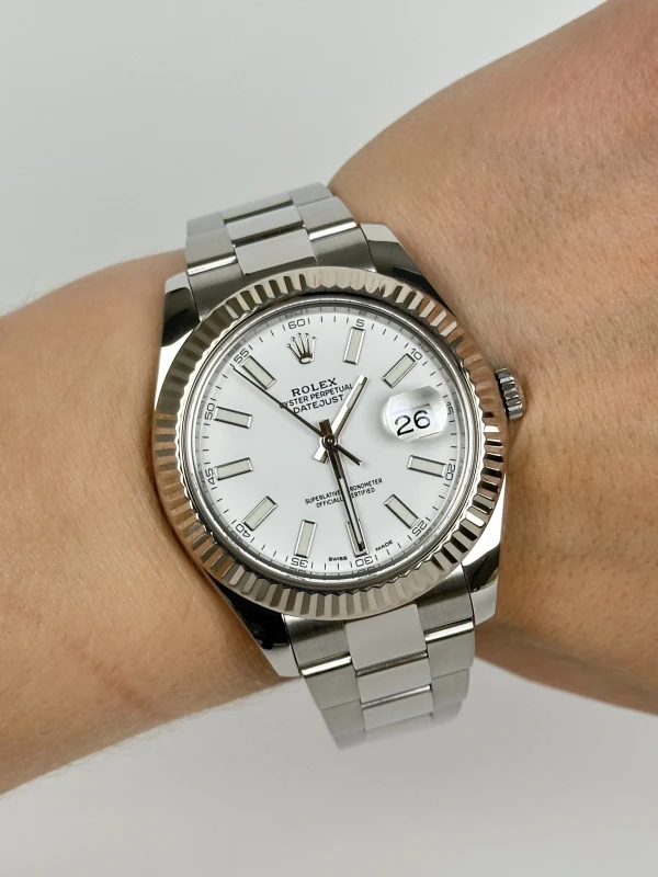 Rolex II 41mm Steel and White Gold 116334 White 8
